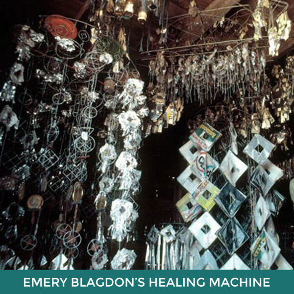 Emery Blagdon's Healing Machine, sculptures made of reflective materials. 