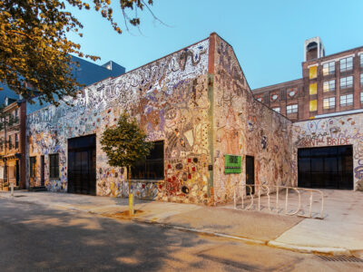 Fully mosaicked facade of the building at 230 Vine Street