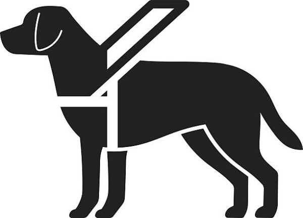 Guide dog sign. Black icon