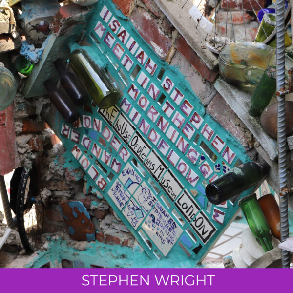 A mosaic with tiles by Stephen Wright and Isaiah Zagar.